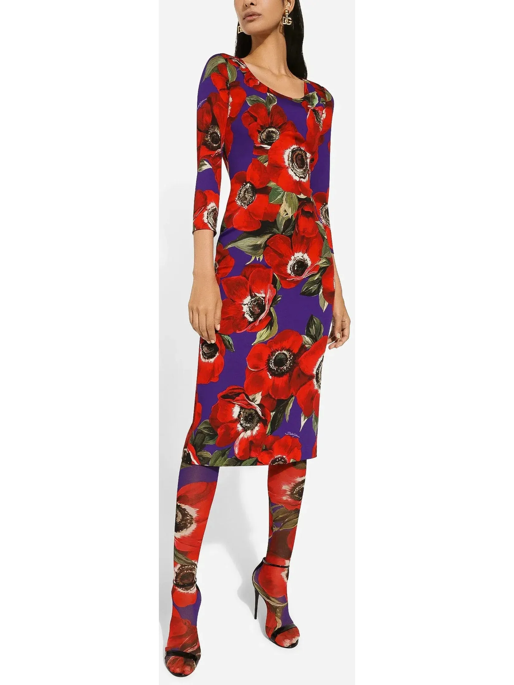 Anemone Print Charmeuse Sheath Dress