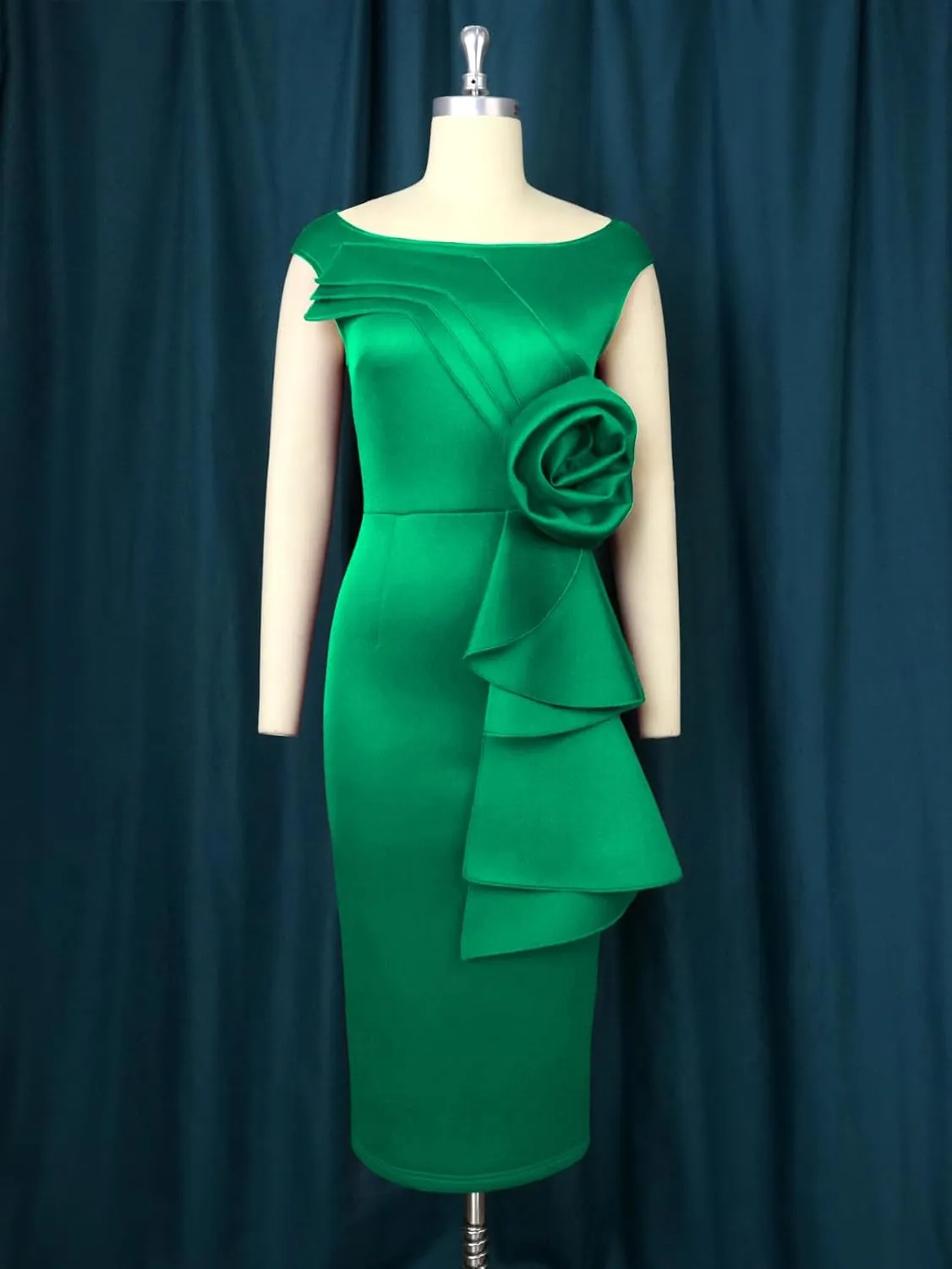 AOMEI Women Floral Layered Sleeveless Dress Ruffle Back Slit Wine Midi Sheath Dresses for Womens Elegant Wedding Guest