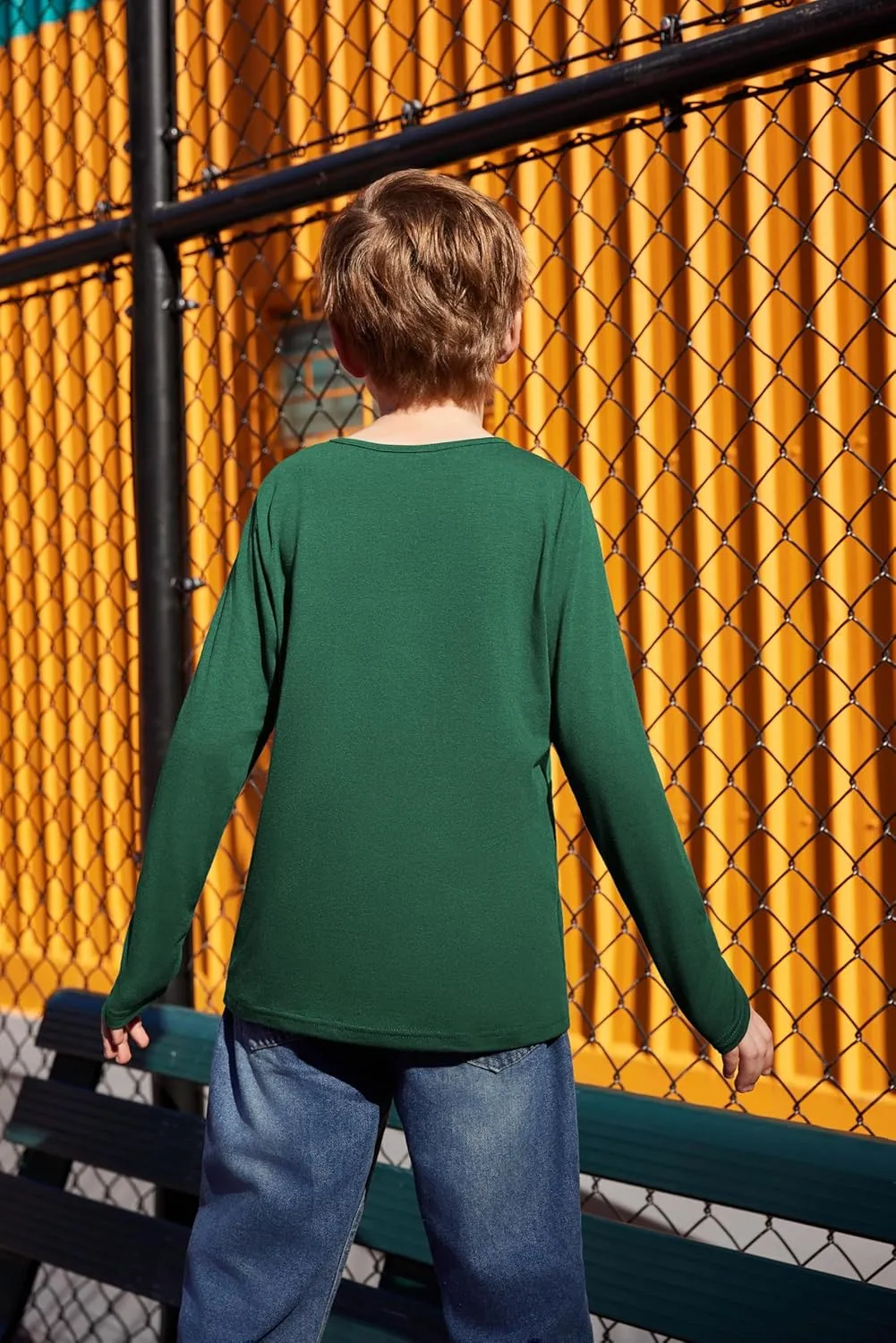 Arshiner Kids Boys Henley Shirts Cotton Long Sleeve Crewneck T-Shirts Color Block Tee Tops 3-12 Years