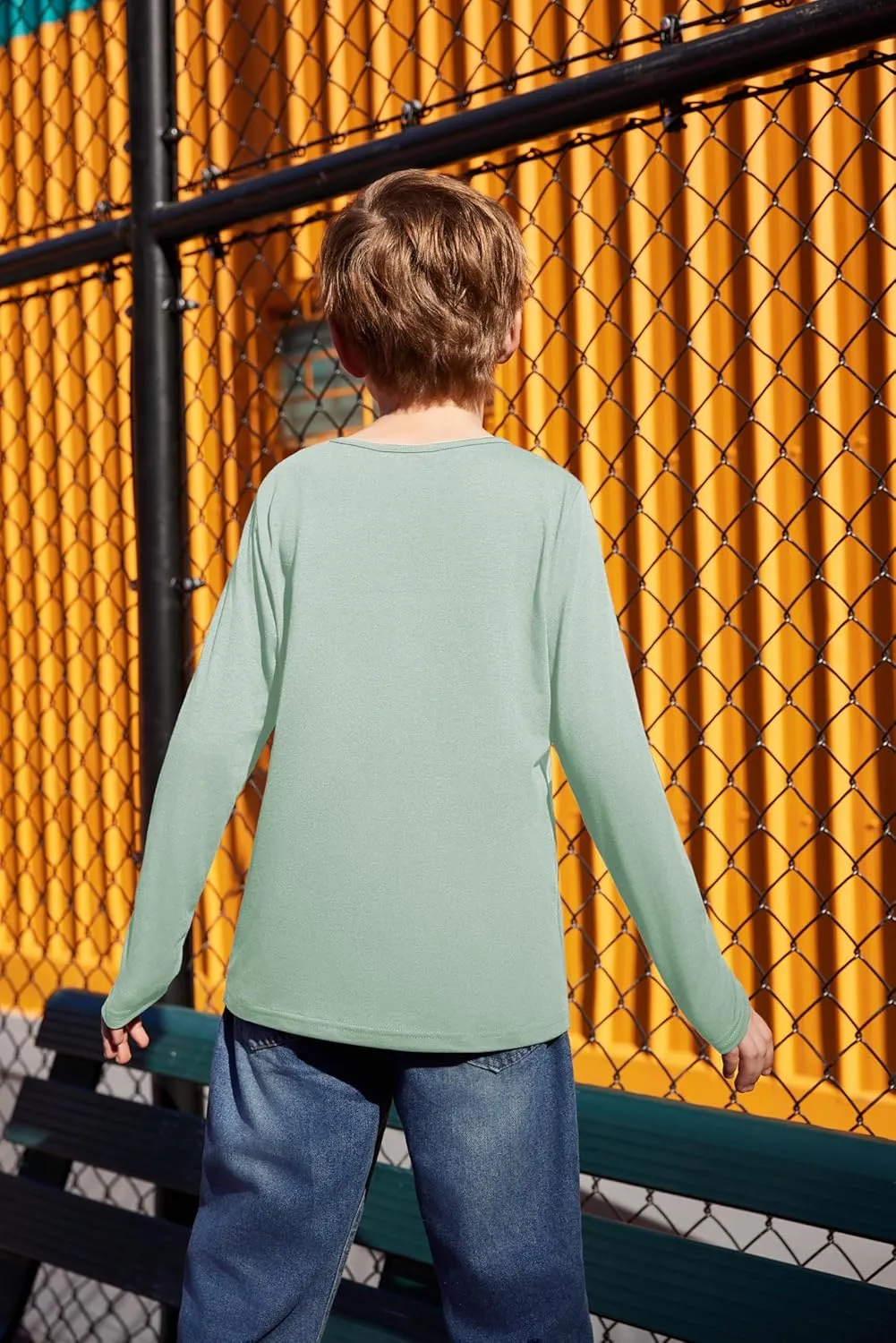 Arshiner Kids Boys Henley Shirts Cotton Long Sleeve Crewneck T-Shirts Color Block Tee Tops 3-12 Years