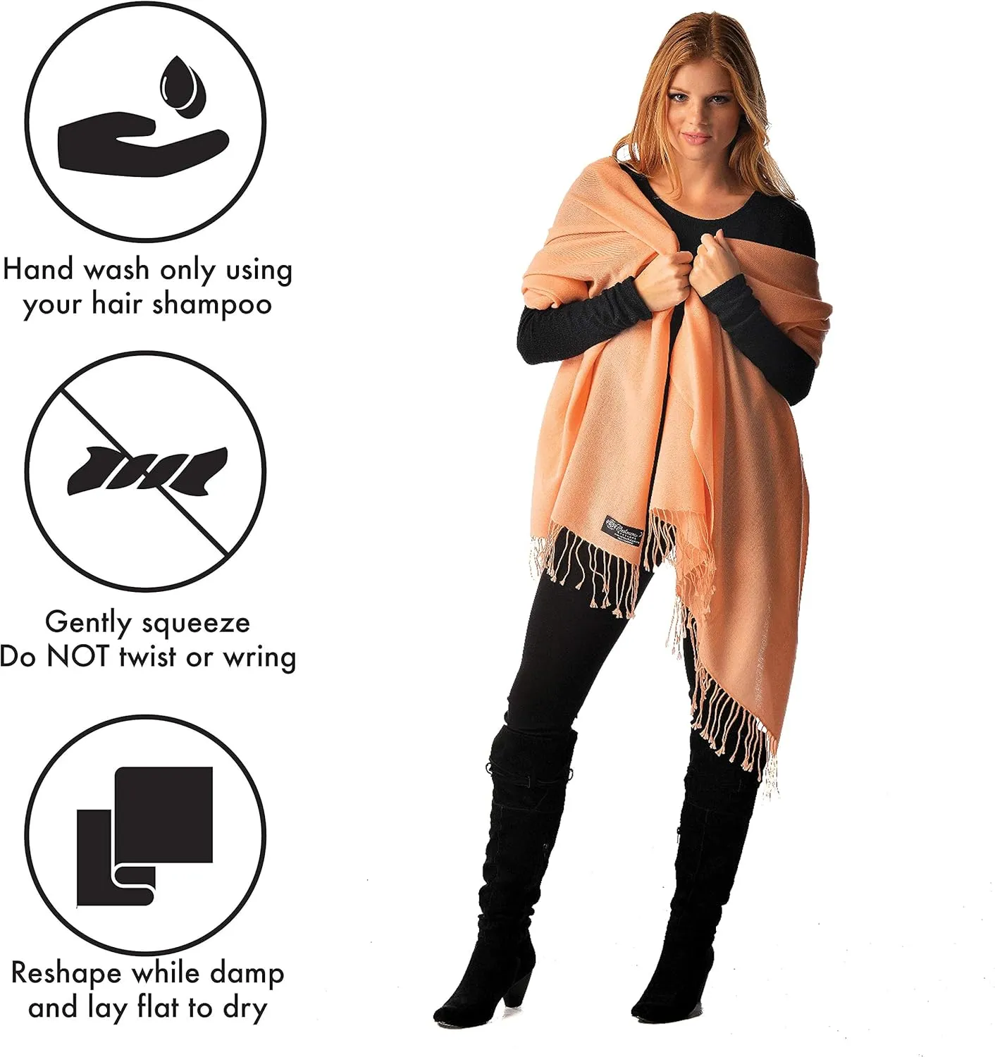 Cashmere Boutique 100% Pure Women Cashmere Shawl - Perfect for Daily Wear or Any Occasion, Long Winter Warm Shawl - 36" x 80"