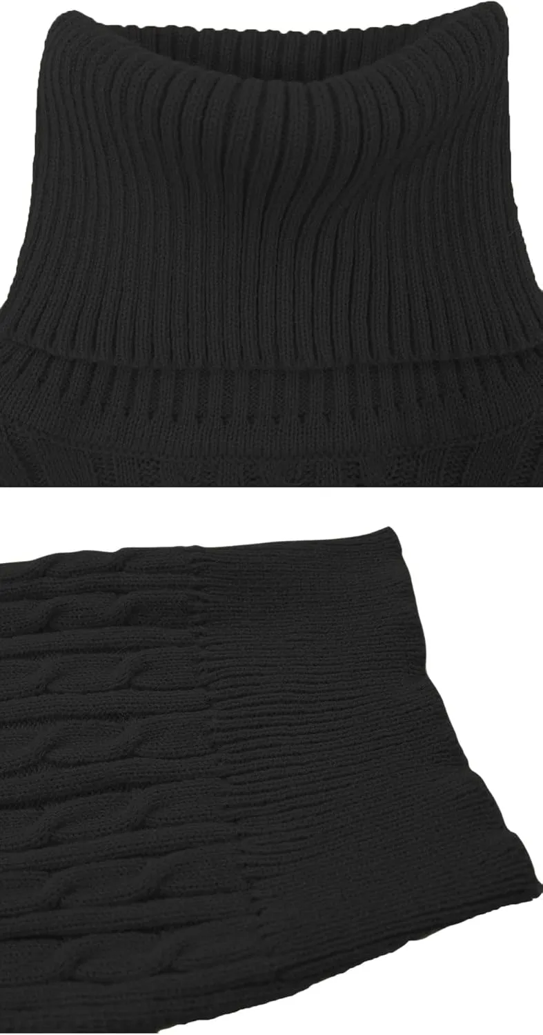 CHARTOU Women's 2 Piece Sweater Dress Sets Cable Knit Turtleneck Jumper Tank Dress Sheath Outfits