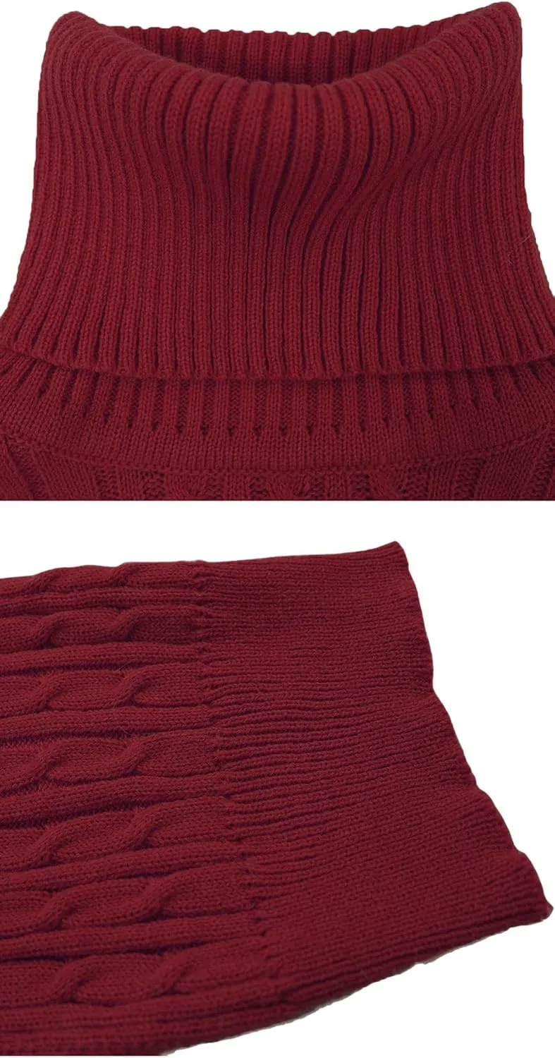 CHARTOU Women's 2 Piece Sweater Dress Sets Cable Knit Turtleneck Jumper Tank Dress Sheath Outfits