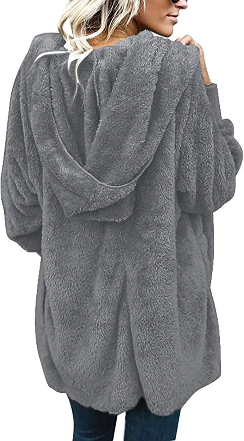 ChicCrate 2025 Women's Winter Faux Fur Coats Long Sleeve Fuzzy Fleece Sherpa Jacket Casual Trendy Clothes Warm Cozy Outerwear
