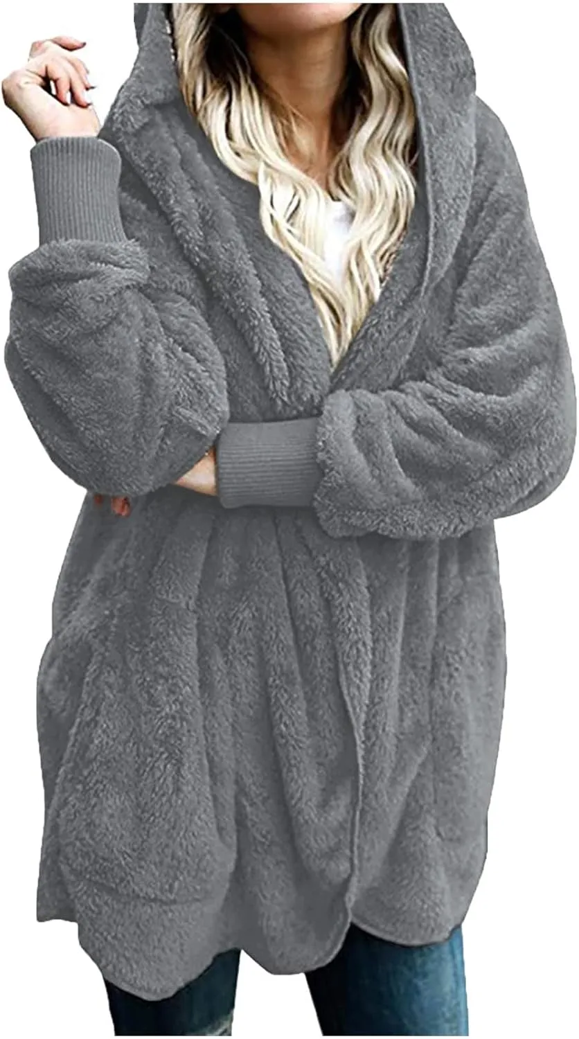 ChicCrate 2025 Women's Winter Faux Fur Coats Long Sleeve Fuzzy Fleece Sherpa Jacket Casual Trendy Clothes Warm Cozy Outerwear
