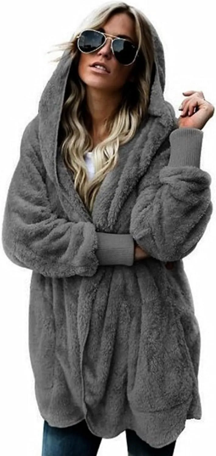 ChicCrate 2025 Women's Winter Faux Fur Coats Long Sleeve Fuzzy Fleece Sherpa Jacket Casual Trendy Clothes Warm Cozy Outerwear