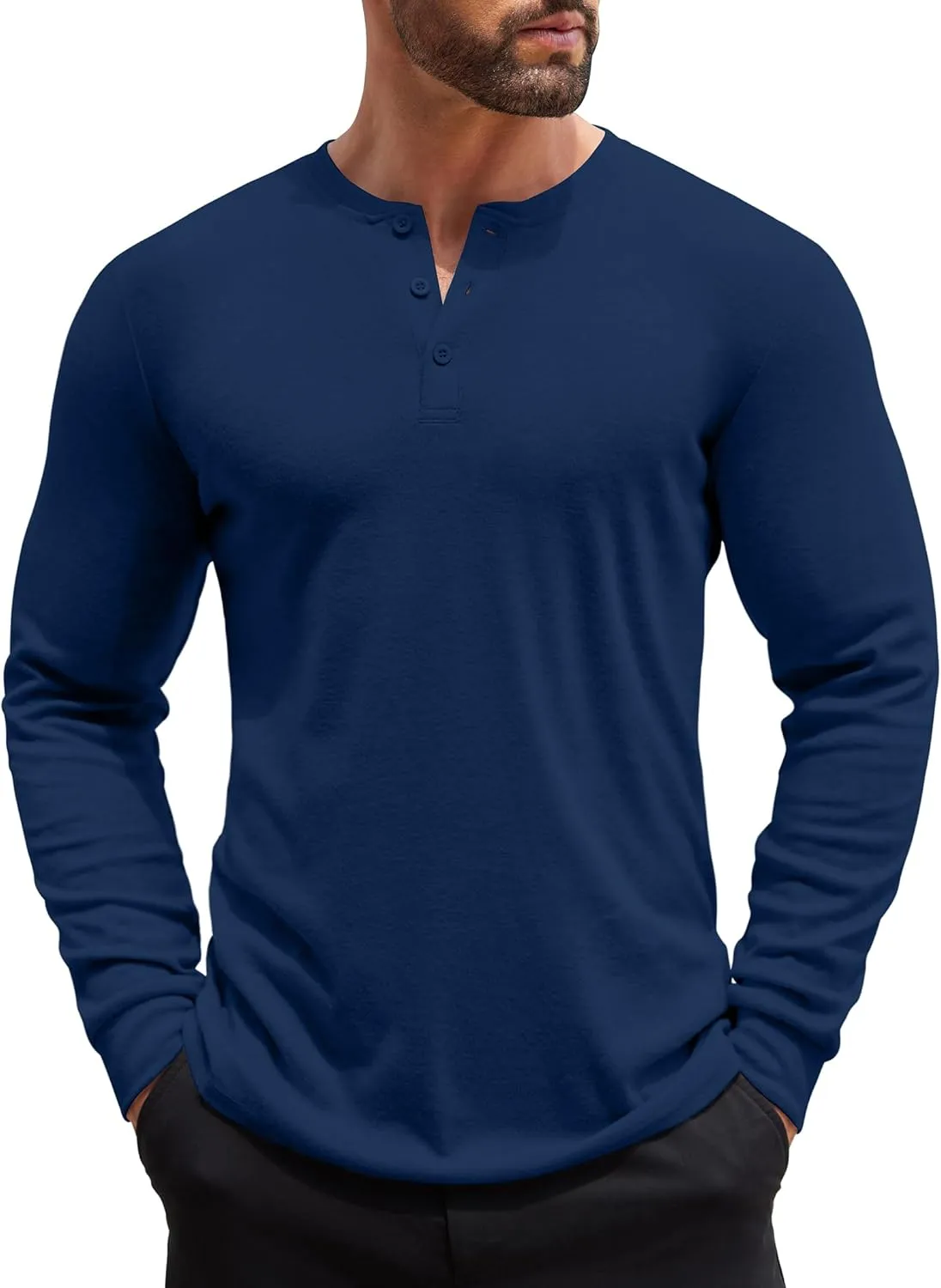 COOFANDY Men's Henley Shirts Long Sleeve Button T-Shirt Lightweight Fashion Casual Pullover Shirt