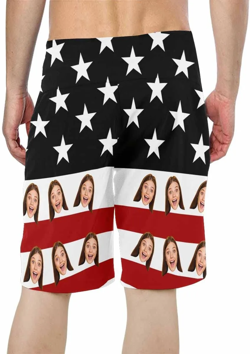 Custom Face Beach Shorts Personalized Photo Swim Trunks Quick Dry Board Shorts Gifts for Boyfriend