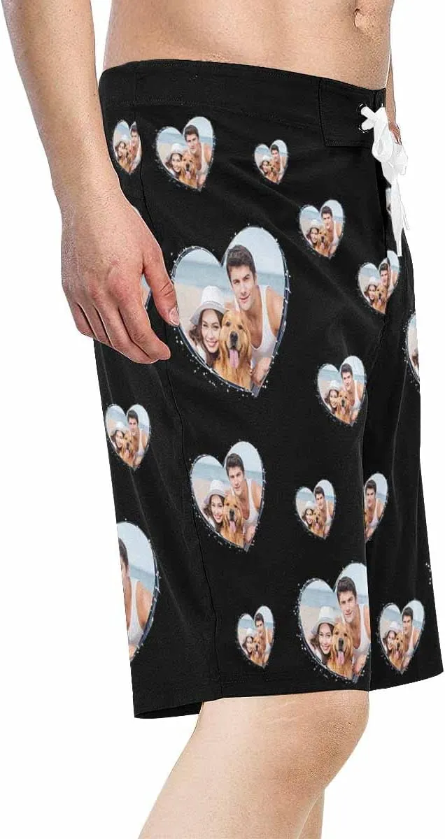 Custom Face Beach Shorts Personalized Photo Swim Trunks Quick Dry Board Shorts Gifts for Boyfriend