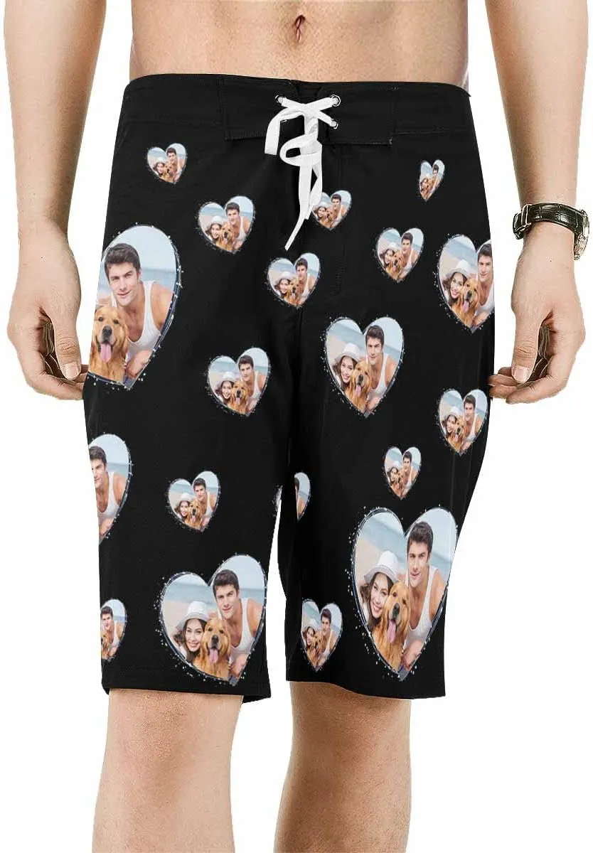 Custom Face Beach Shorts Personalized Photo Swim Trunks Quick Dry Board Shorts Gifts for Boyfriend