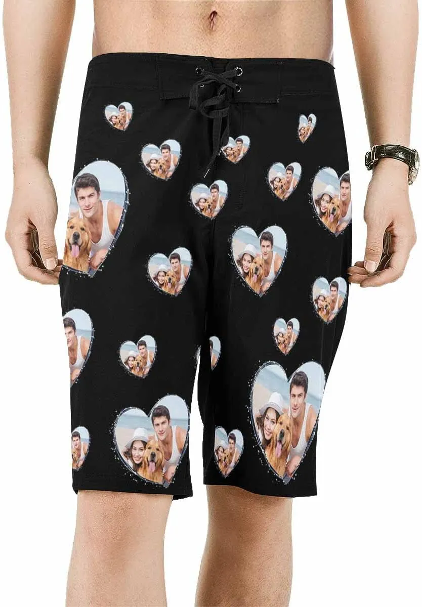 Custom Face Beach Shorts Personalized Photo Swim Trunks Quick Dry Board Shorts Gifts for Boyfriend
