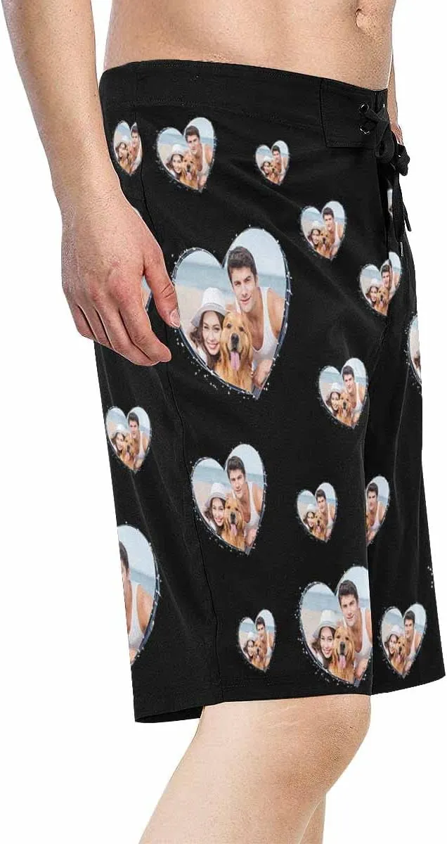 Custom Face Beach Shorts Personalized Photo Swim Trunks Quick Dry Board Shorts Gifts for Boyfriend