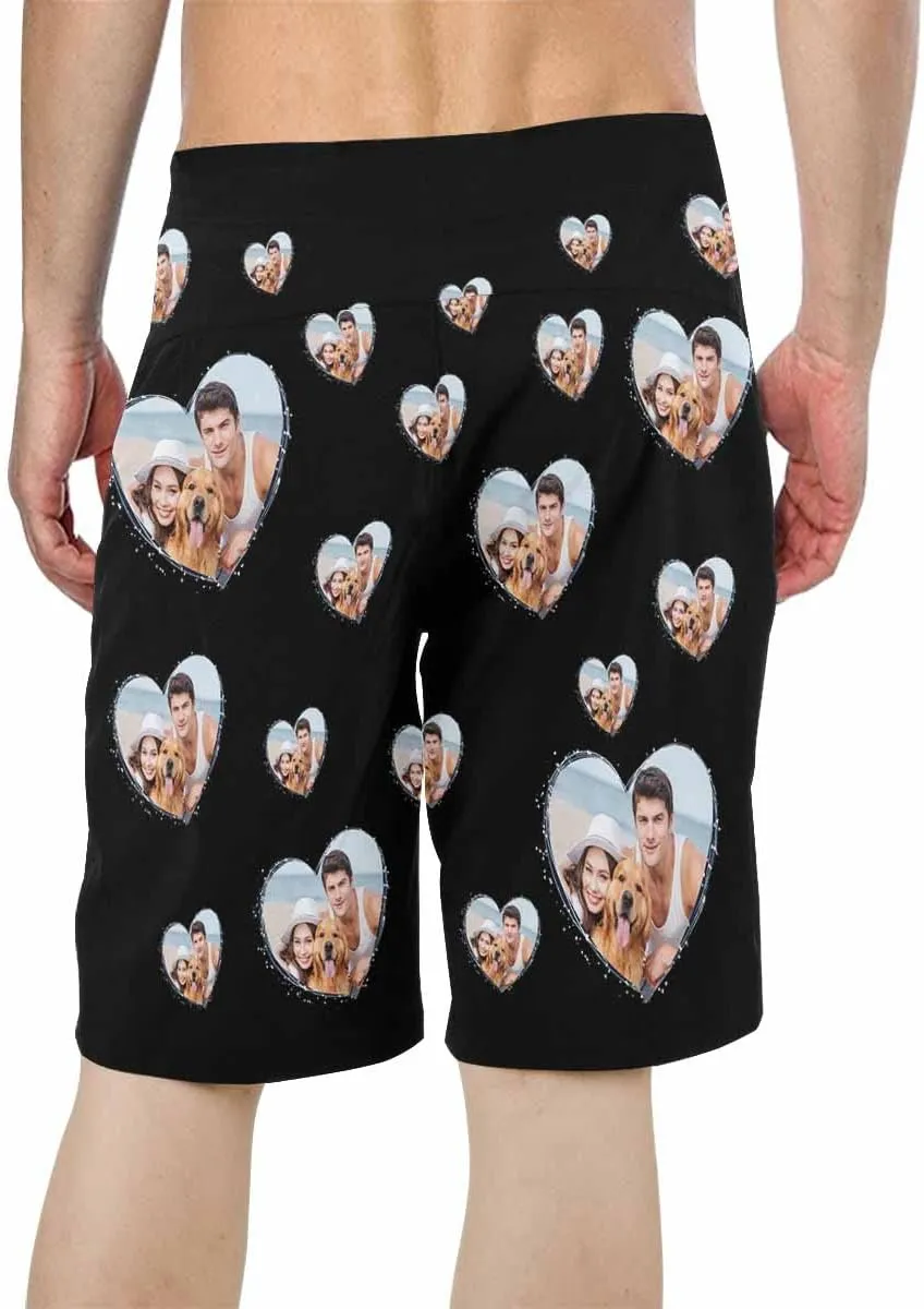 Custom Face Beach Shorts Personalized Photo Swim Trunks Quick Dry Board Shorts Gifts for Boyfriend