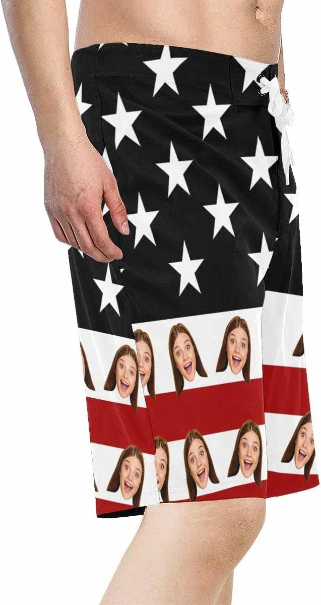 Custom Face Beach Shorts Personalized Photo Swim Trunks Quick Dry Board Shorts Gifts for Boyfriend