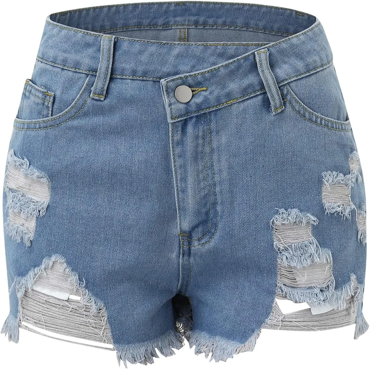 Denim Shorts Women Cute Mid Rise Stretchy Boyfriend Jeans Shorts Solid Raw Hem Hot Short Pants