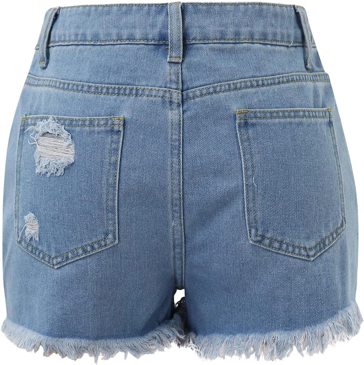 Denim Shorts Women Cute Mid Rise Stretchy Boyfriend Jeans Shorts Solid Raw Hem Hot Short Pants