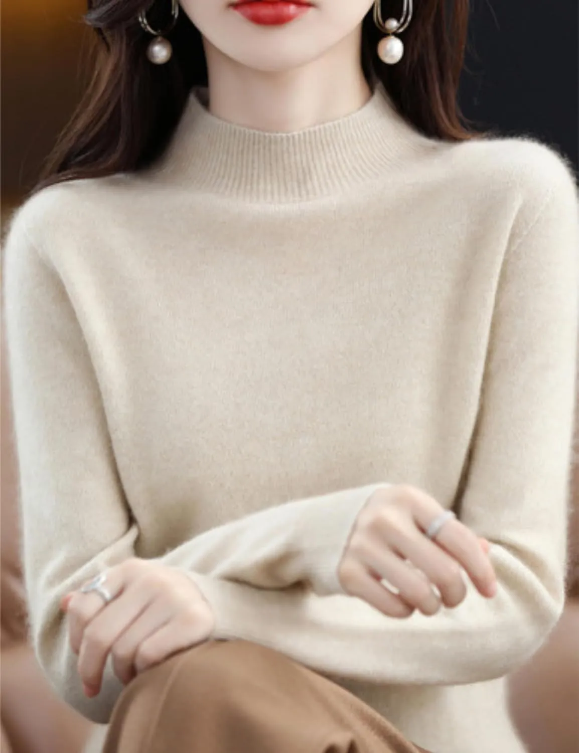 FindThy Women’s Cashmere Sweater Long Sleeve Crew Neck Cashmere Wool Pullover Sweater Suit Knitted Jumpers