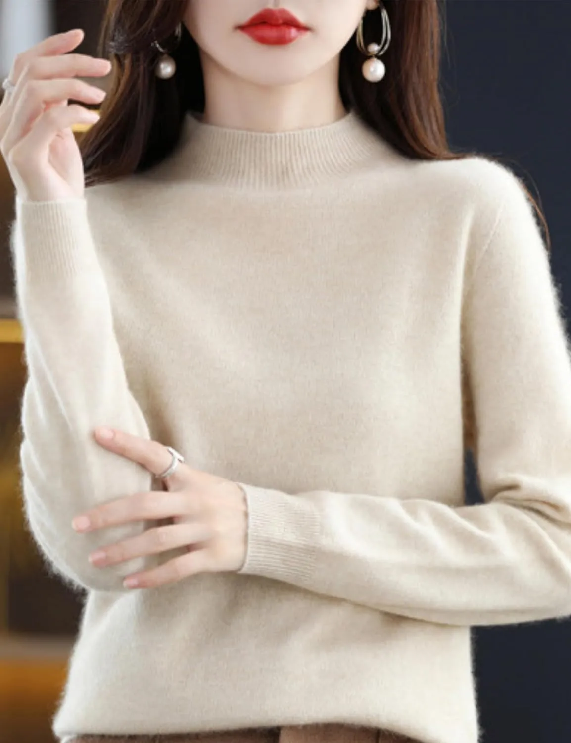 FindThy Women’s Cashmere Sweater Long Sleeve Crew Neck Cashmere Wool Pullover Sweater Suit Knitted Jumpers