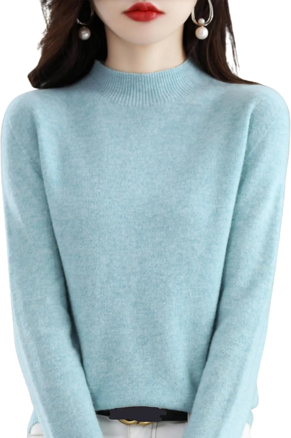 FindThy Women’s Cashmere Sweater Long Sleeve Crew Neck Cashmere Wool Pullover Sweater Suit Knitted Jumpers