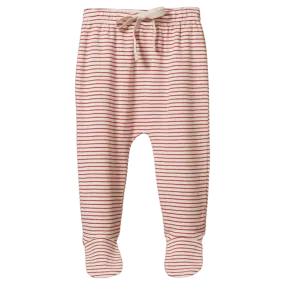 Footed Rompers - Red Pinstripe