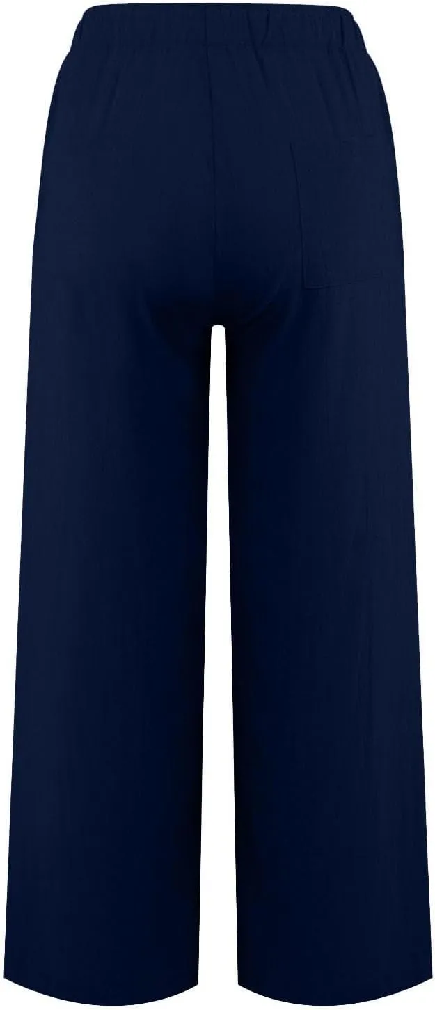 GOFULY Pants for Women Trendy Elastic Waist Drawstring Sumemr Pants Straight Wide Leg High Waisted with Pockets Slacks Clothe