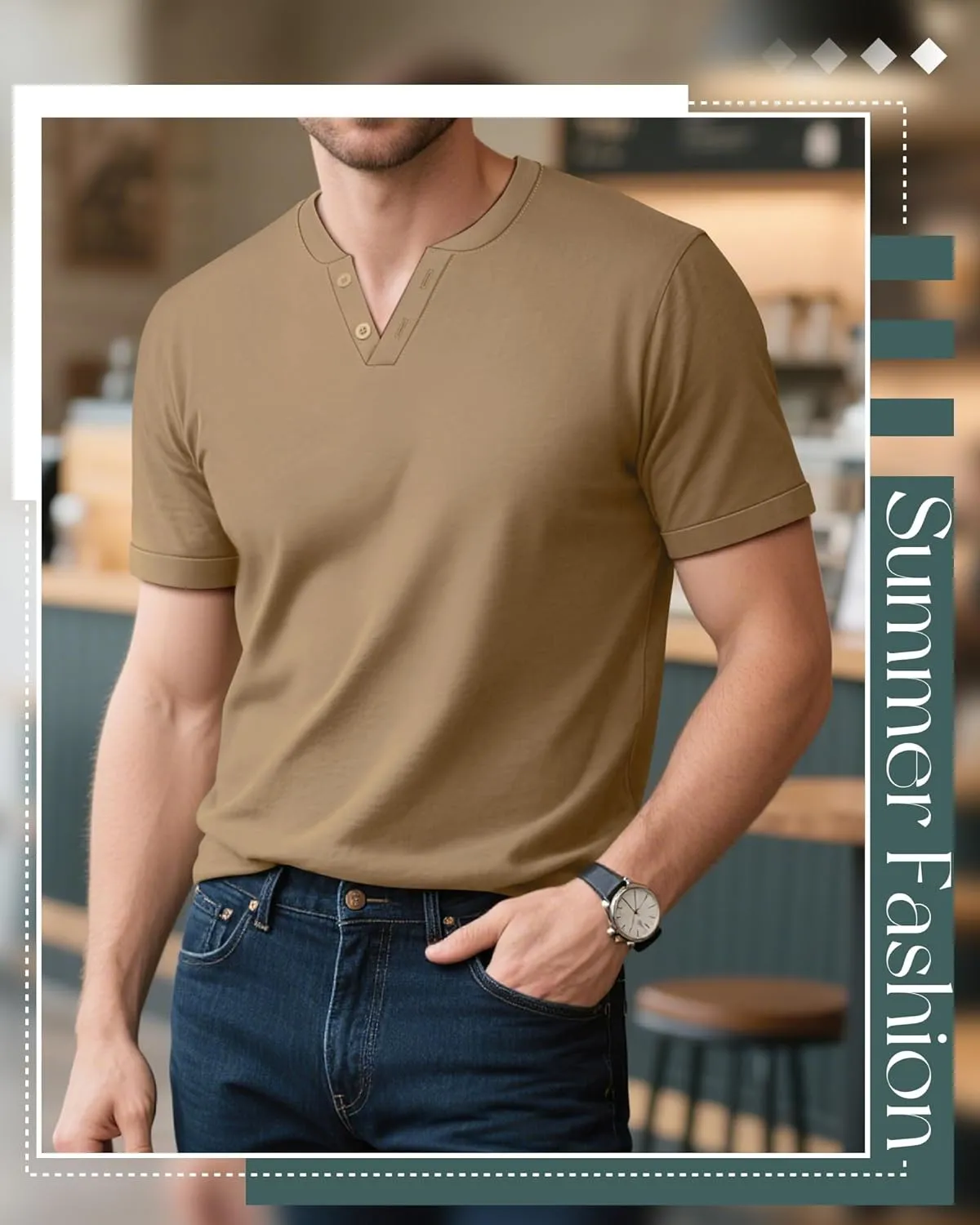 Huukeay 3 Pack Big and Tall Men's Short Sleeve Henley T Shirts Cotton Summer Casual Basic Tee Button Lightweight Stretch Top