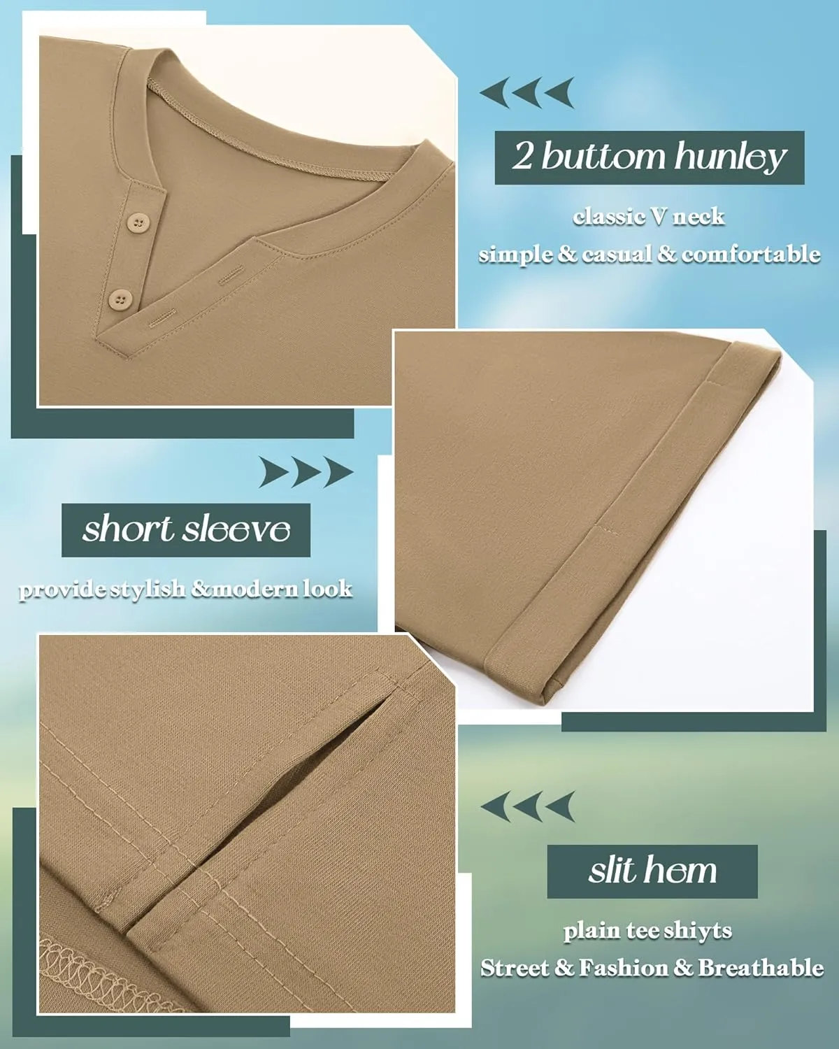 Huukeay 3 Pack Big and Tall Men's Short Sleeve Henley T Shirts Cotton Summer Casual Basic Tee Button Lightweight Stretch Top