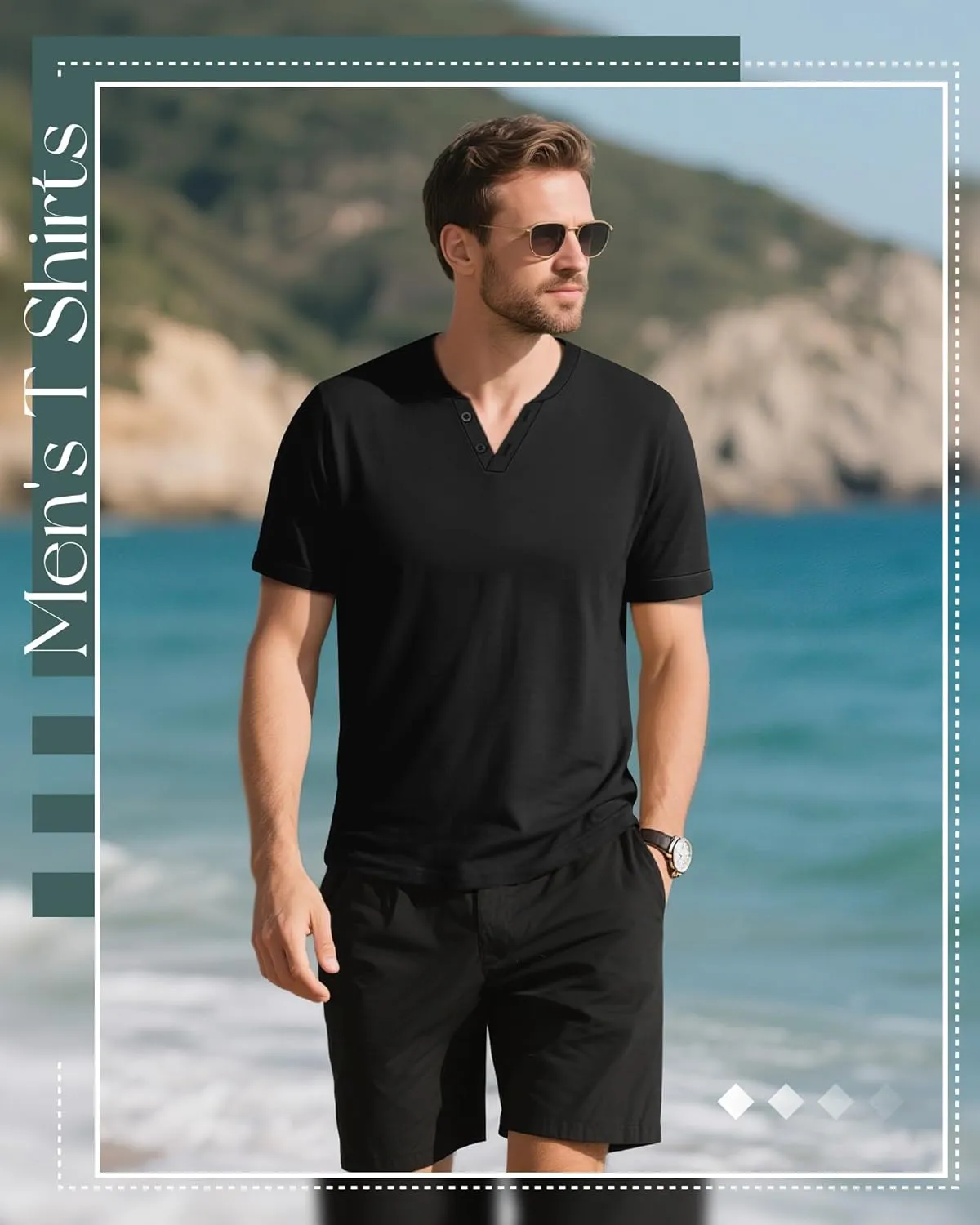 Huukeay 3 Pack Big and Tall Men's Short Sleeve Henley T Shirts Cotton Summer Casual Basic Tee Button Lightweight Stretch Top