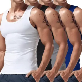 Mens Tank Top Quick-Dry Workout Fitness Clothes Sleeveless Summer Stretchy Moisture Wicking Bodybuilding Gym Muscle Tee