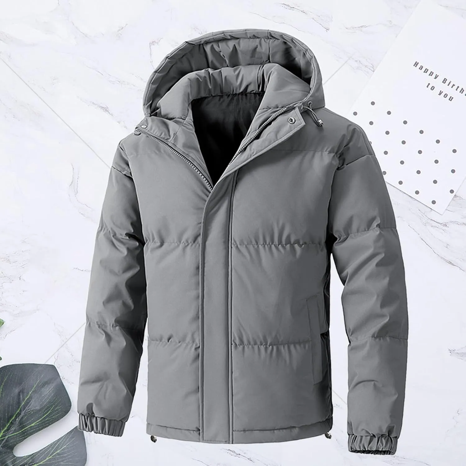 Men's Winter Loose Puffer Jackets Fashion Hooded Warm Hooded Windproof Down Coat Padded Thicken Hiking Parka Jackets