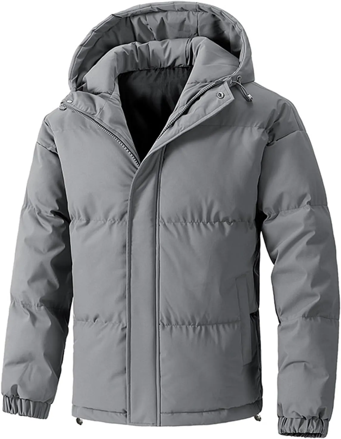 Men's Winter Loose Puffer Jackets Fashion Hooded Warm Hooded Windproof Down Coat Padded Thicken Hiking Parka Jackets