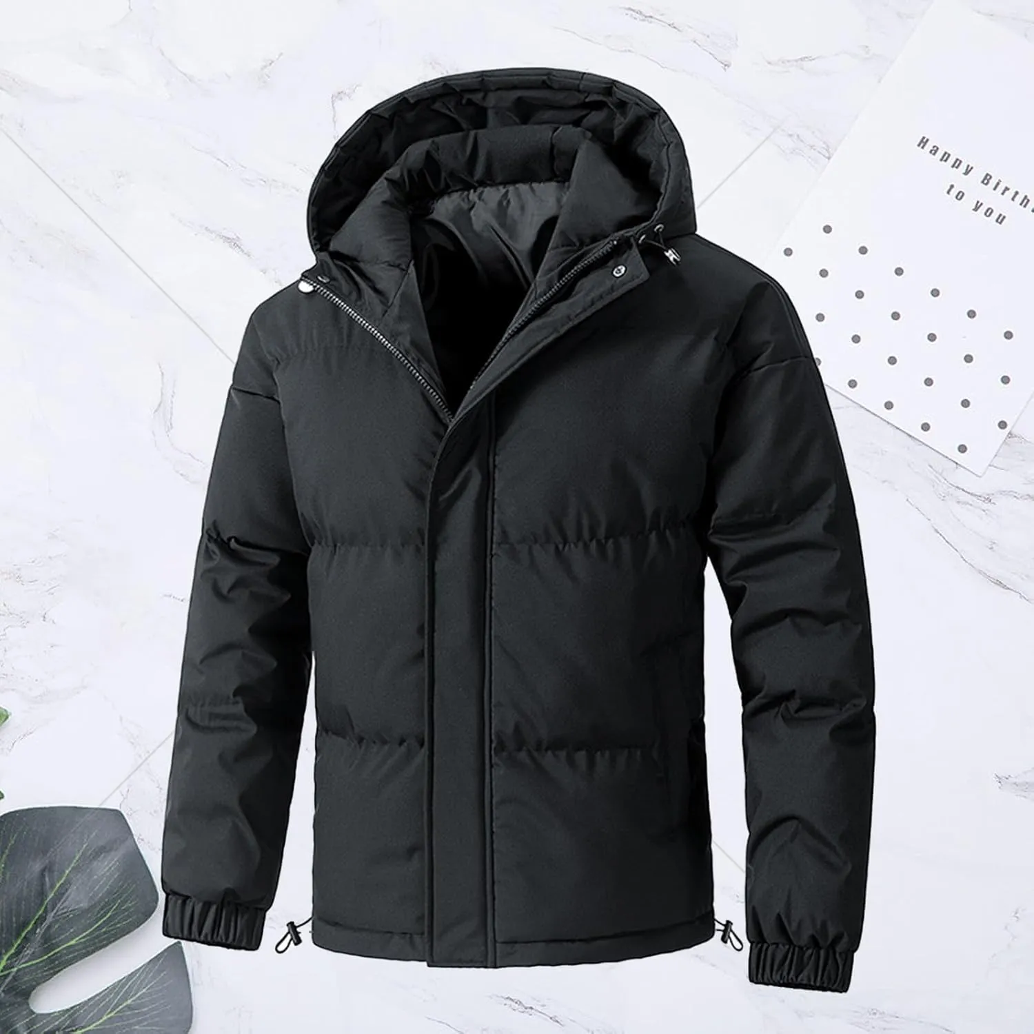 Men's Winter Loose Puffer Jackets Fashion Hooded Warm Hooded Windproof Down Coat Padded Thicken Hiking Parka Jackets