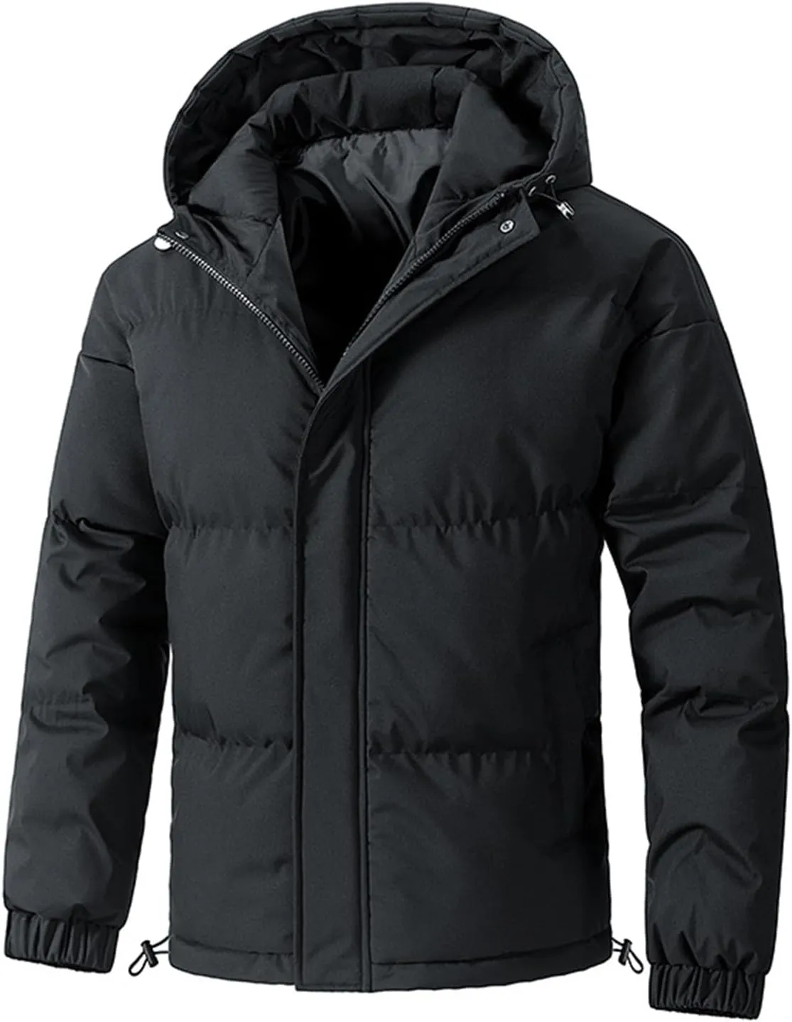 Men's Winter Loose Puffer Jackets Fashion Hooded Warm Hooded Windproof Down Coat Padded Thicken Hiking Parka Jackets