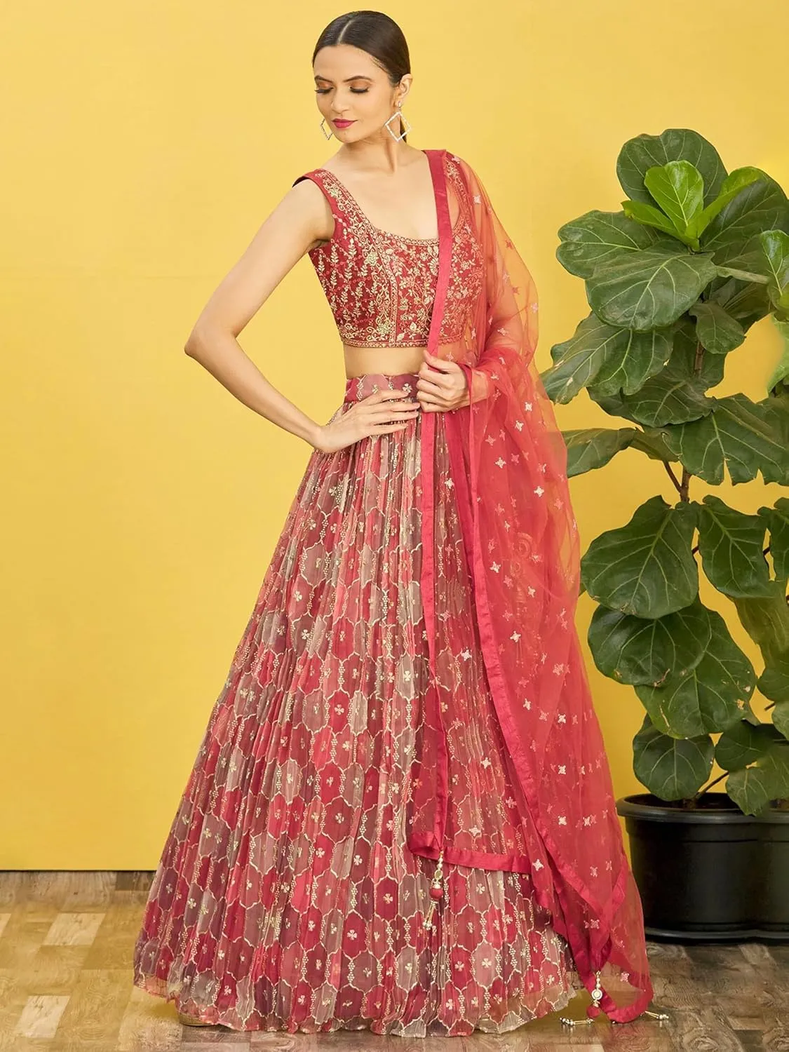 Readymade A Line Wedding Bridesmaid Lehenga With Choli And Dupatta, Party, Festive Wear For Women