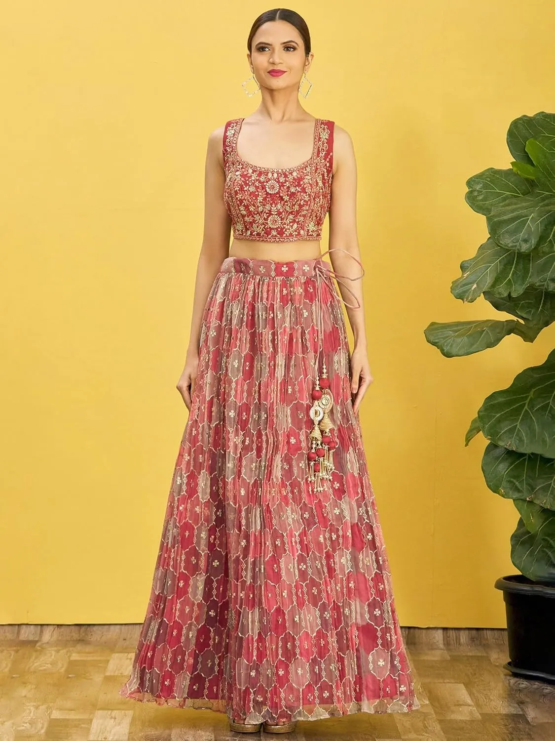 Readymade A Line Wedding Bridesmaid Lehenga With Choli And Dupatta, Party, Festive Wear For Women