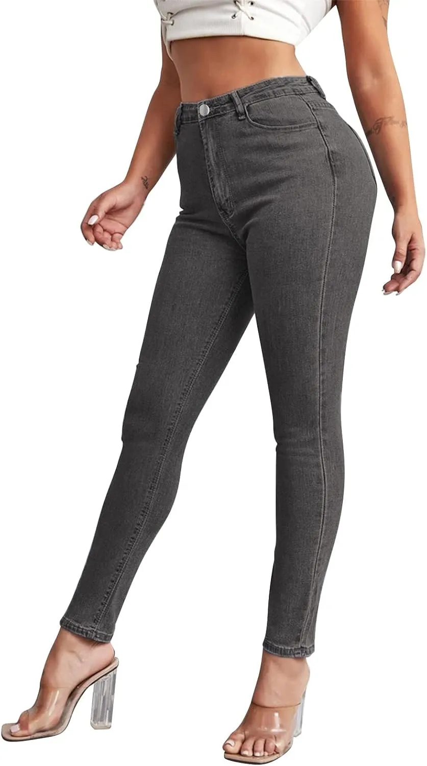 Womens Classic High Waisted Skinny Stretch Butt Lifting Jeans Slim Fit Denim Pants