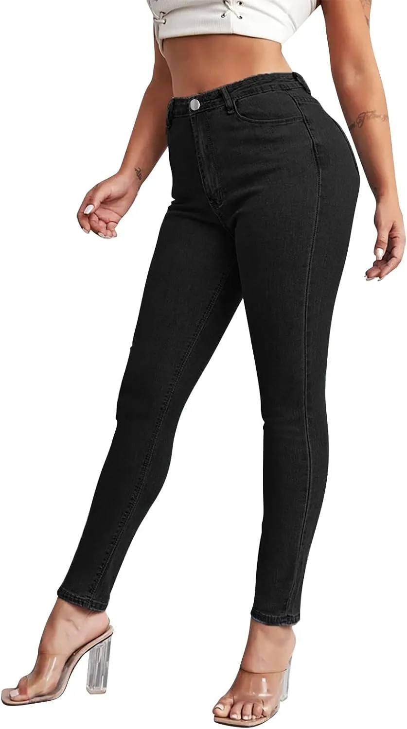 Womens Classic High Waisted Skinny Stretch Butt Lifting Jeans Slim Fit Denim Pants