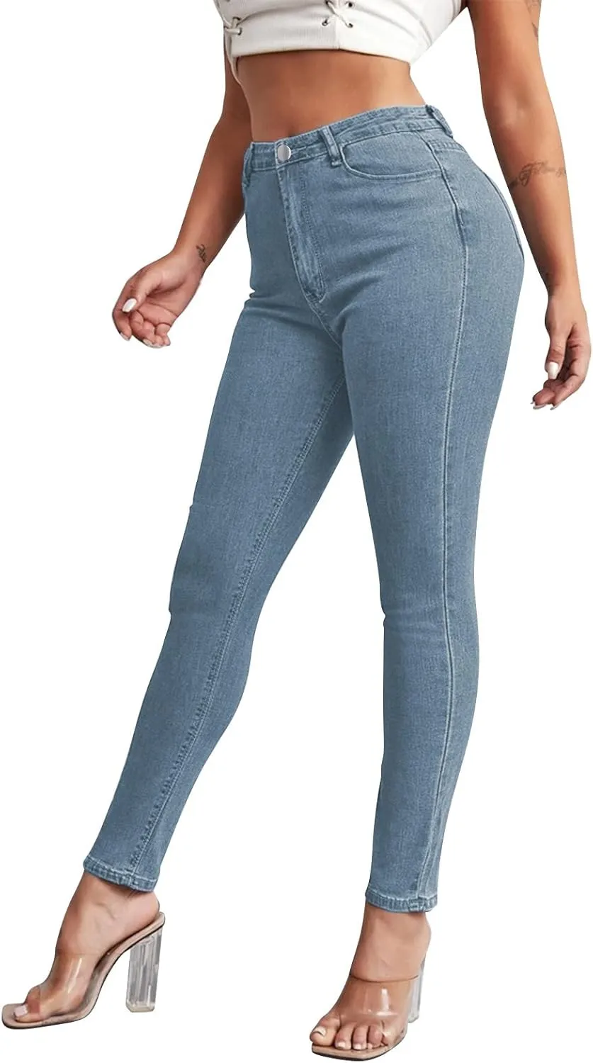 Womens Classic High Waisted Skinny Stretch Butt Lifting Jeans Slim Fit Denim Pants