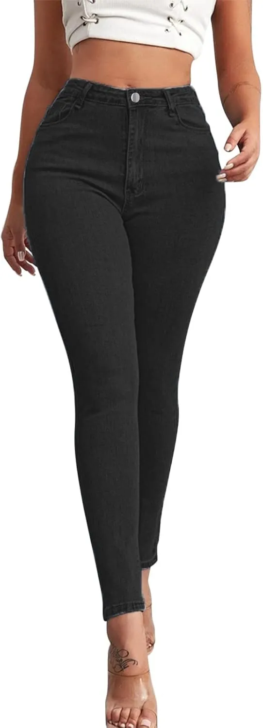 Womens Classic High Waisted Skinny Stretch Butt Lifting Jeans Slim Fit Denim Pants