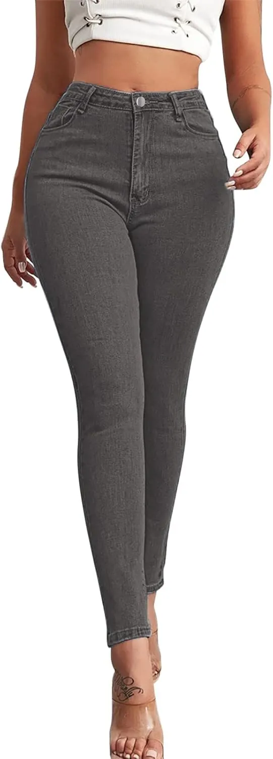 Womens Classic High Waisted Skinny Stretch Butt Lifting Jeans Slim Fit Denim Pants