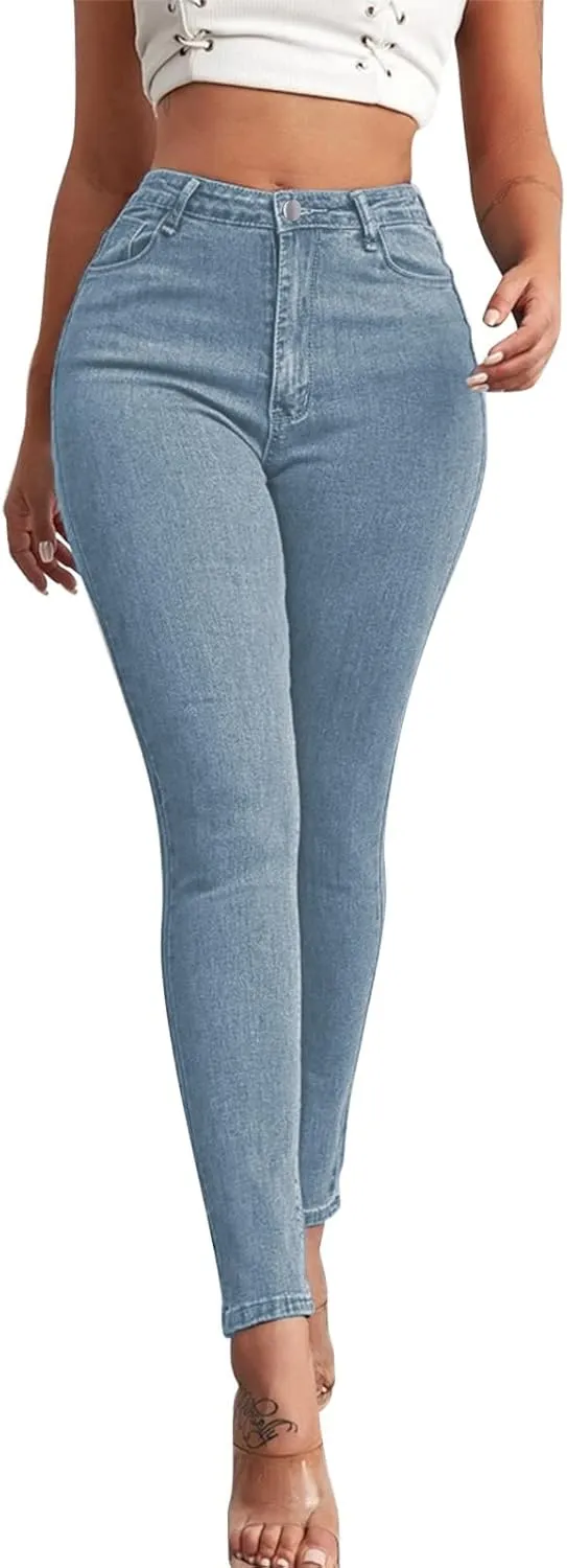 Womens Classic High Waisted Skinny Stretch Butt Lifting Jeans Slim Fit Denim Pants