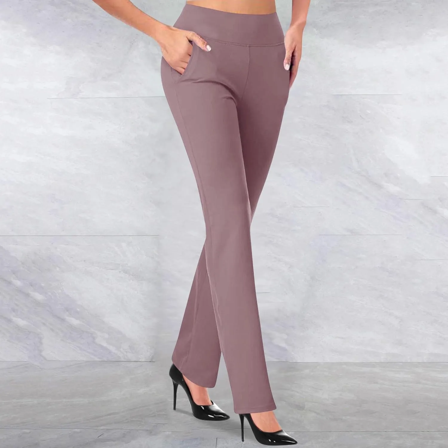 Work Pants for Women 2025 High Waist Stretch Soft Comfy Athletic Workout Yoga Dressy Pants Casual Business Trousers
